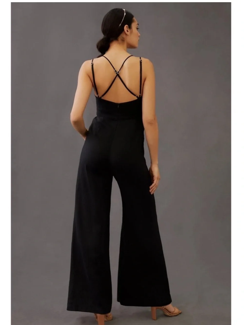 Anthropologie Rumer Byron Ring Black Linen Jumpsuit S